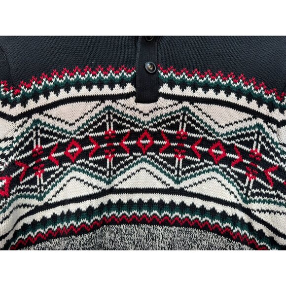 Chaps Mens Fair Isle Sweater S Size Black/Gray Nordic Pattern 1 Knitwear Crewnec - Picture 6 of 13